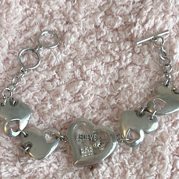 Vintage Glass Heart Locket Toggle Bracelet - Picture 7 of 11